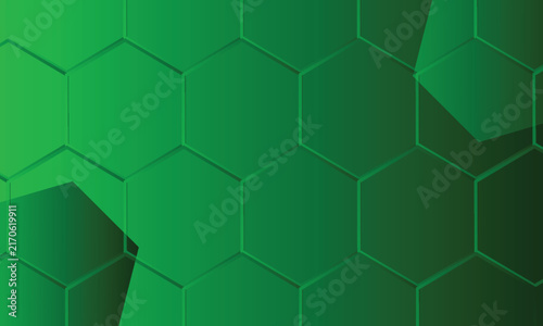 Abstract dark green hexagon background design. Vector illustration.