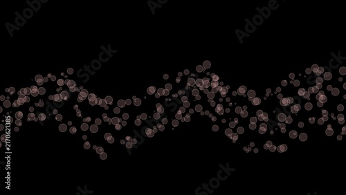 Dark abstract background with a glowing wave of soft pinkish-brown bokeh circles.