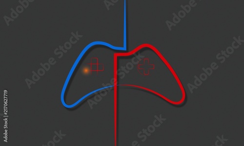 Minimal Abstract Red and Blue Gamepad Design