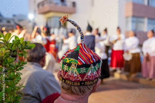 Funchal Person in Traditional Madeiran Hat at Cultural Event