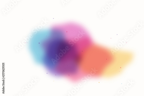 Quadro su tela Vibrant watercolor splash with blue, purple, pink, and orange hues on a white ba
