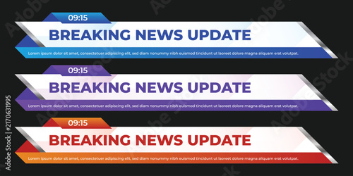 Professional Breaking News Update Lower Third Graphic Banner Set for Broadcast Media