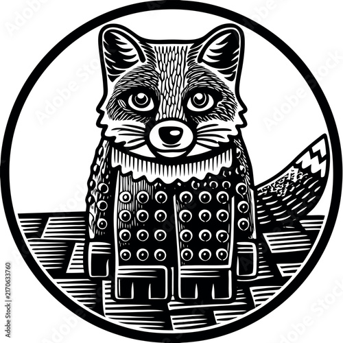 A photorealistic depiction of a fox made entirely 