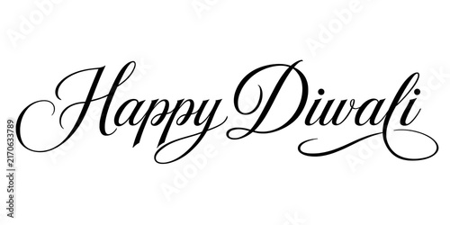 Beautiful elegant handwritten happy diwali greeting in stylish cursive font design
