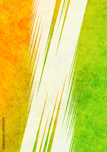 Abstract green orange contrast sport grunge background with speed halftone lines. Retro concept flyer design