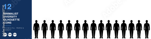 Diversity Silhouettes Icons Set, Minimalist Design, People Outline Figures Featuring Vector, Graphic