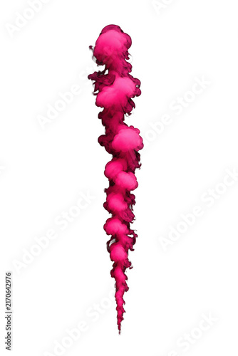 Canvas Print Vibrant magenta smoke plumes ascend gracefully in a vertical stream, creating an