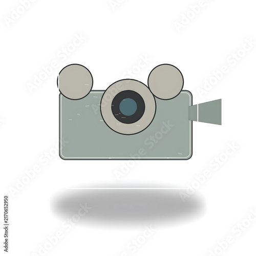 Retro movie camera icon illustration on white background