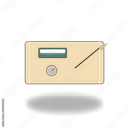 Vintage electronic radio illustration with dial and screen