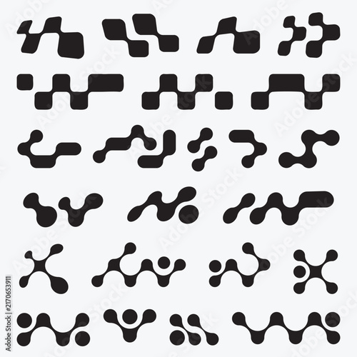 Futuristic Abstract Modular Blob Shapes Vector Set with Y2K Organic Elements
