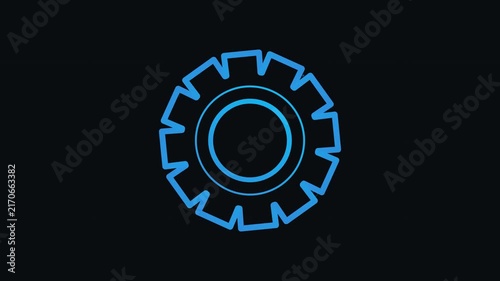 Gear Icon Drawing Animation Settings Cog Blue