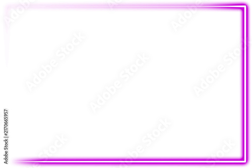 Purple Neon Tapered Fading Rectangle Frame Glowing Border Line Isolated on Transparent Background