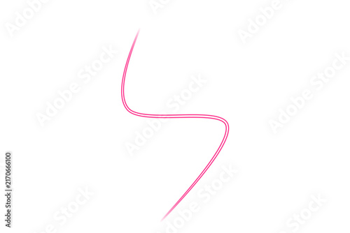 Pink Glowing Curved Neon Line Graphic Element Isolated on Transparent Background