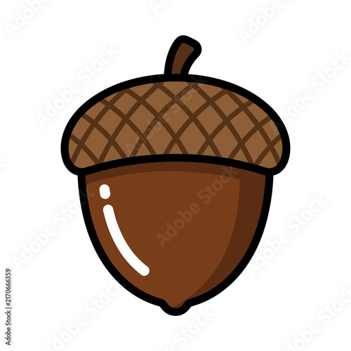 Cartoon acorn with a brown cap and nut body.