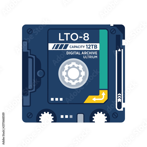 Illustration of a data storage tape with capacity label.