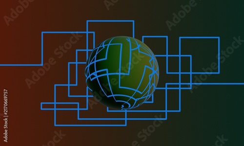 Abstract Globe with Geometric Network Lines Background