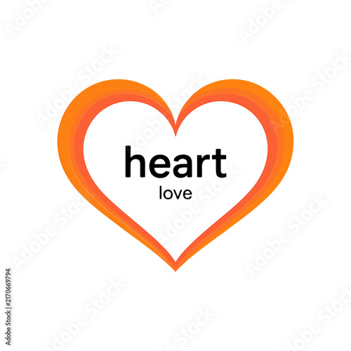 Quadro su tela Orange heart shape with gradient fill on a black background