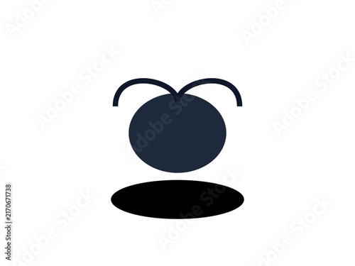 Minimalist dark blue round icon with two curved antennas on white background