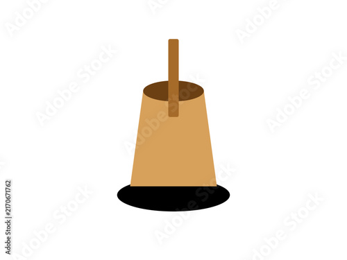 Minimalist flat illustration of a brown paper bag on a light grey surface
