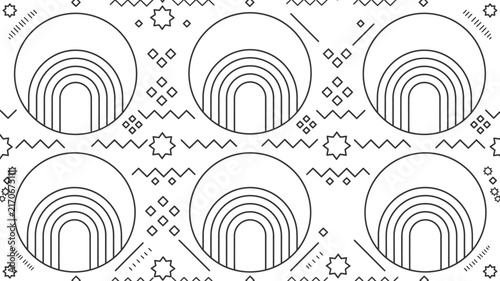 Abstract Geometric Pattern - Black and White Retro Design