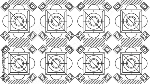 Abstract Geometric Monochrome Pattern - Seamless Black and White Design