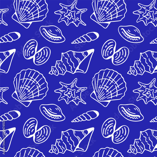 Seashell Line Seamless Pattern