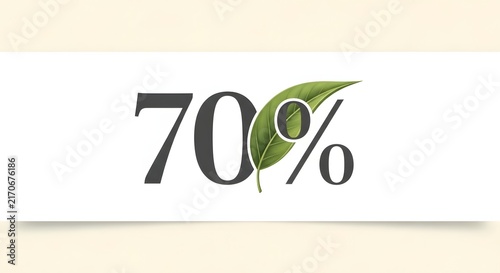 Seventy percent discount sign with a green leaf symbol for eco friendly sales promotion