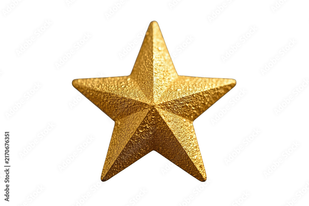 Naklejka premium Bright metallic gold star with textured glitter surface