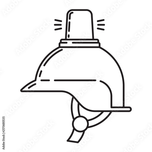 Hard hat with rotating beacon vector line icon for World Day for Safety and Health at Work on April 28.