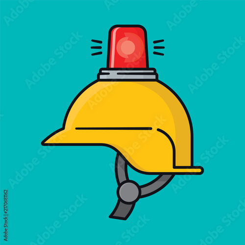 Hard hat with rotating beacon vector illustration for World Day for Safety and Health at Work on April 28.