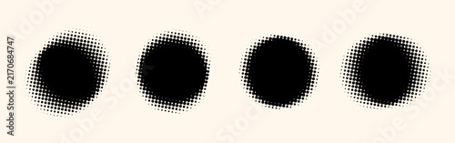 Obraz na plátně Halftone circle vector set with dot pattern texture