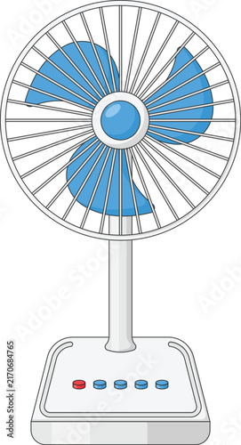 Electric Fan Vector Illustration. Desk Fan Design Element Isolated on White Background