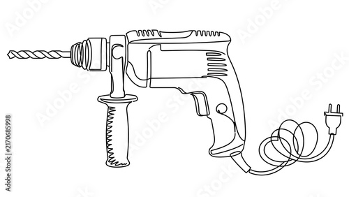 Obraz na płótnie Electric drill illustration on white background.