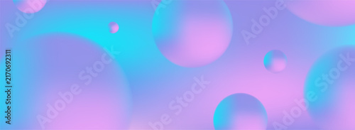 Abstract 3d sphere background. Soft gradient bubble shapes with pastel blue purple pink color, liquid blur and smooth light. Modern dreamy bg for wallpaper, banner, presentation. Vector illustration