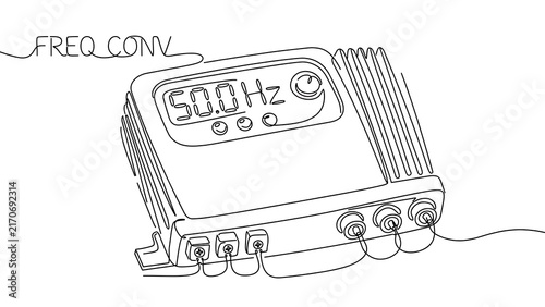 Obraz na płótnie Hand drawn frequency converter device white background.