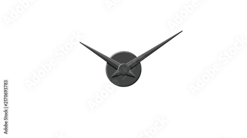 Minimalist black clock hands indicating precise time isolated against a clean stark white creative digital backdrop