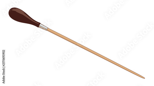 Wooden orchestral conductor baton featuring a polished dark grip and a long slender tapered shaft