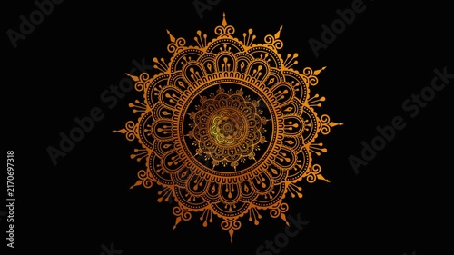 Elegant golden mandala ornament on a clean white background 4K Animation