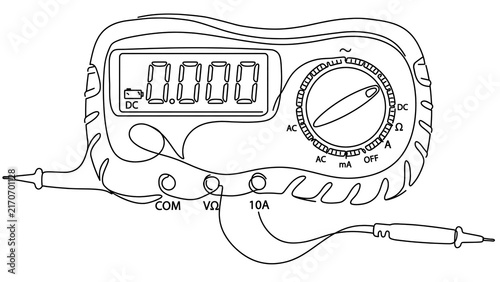 Obraz w ramie Digital multimeter device illustration white background.