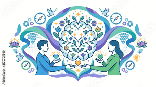 Mindfulness and Connection Vector Illustration