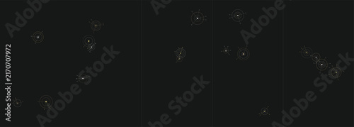 Minimalist abstract digital graphic featuring scattered circular star nodes
