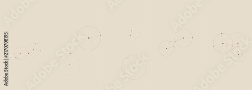 Minimalist geometric illustration featuring various thin circular patterns