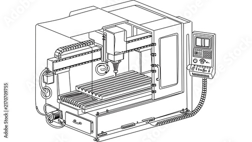 Obraz na płótnie Industrial CNC milling machine white background.