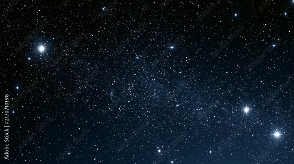 Obraz premium Sparkling Stars in Deep Night Sky for Space Travel and Astronomy Concepts, Glowing Galaxy Background with Shining Constellations and Cosmic Dust