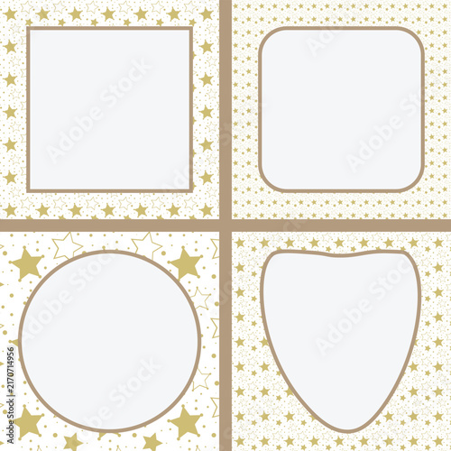 Gold star pattern frame set for luxury certificate design and Christmas invitations