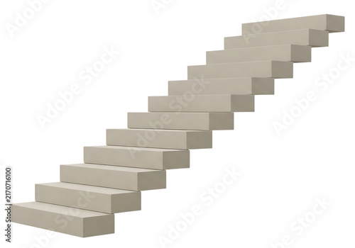 A set of ascending staircase steps rendered in 3d with a neutral color palette on transparent background stairs