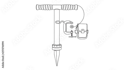 Industrial jackhammer tool illustration white background.