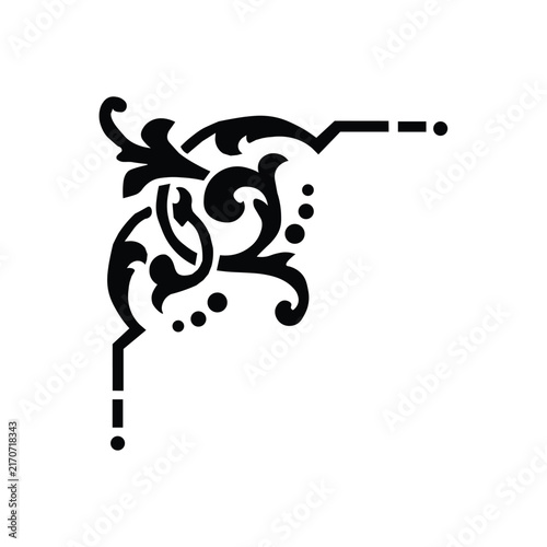 Decorative vintage floral corner flourish isolated on a white background