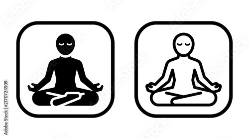 Photography Person meditating in lotus position icon in solid and outline style