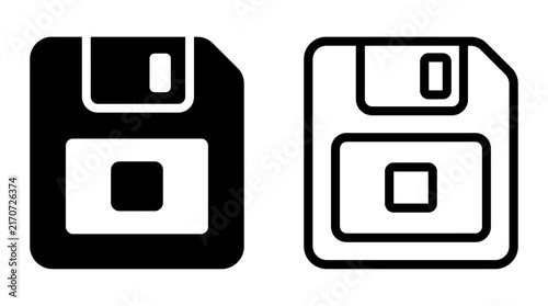 Fotografía Floppy disk save data icon vector graphic silhouette and outline